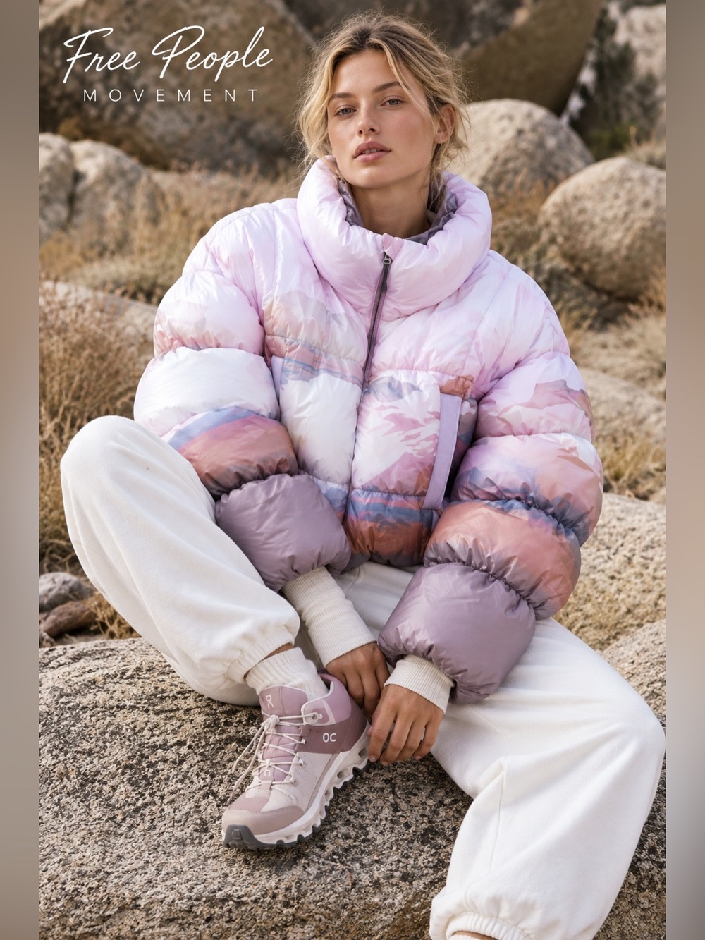 New Free People Movement In a Bubble Shine Puffer Jacket Primaloft. L